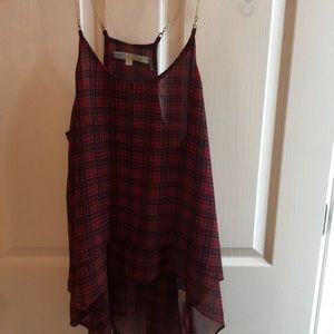 Plaid top with gold chain straps